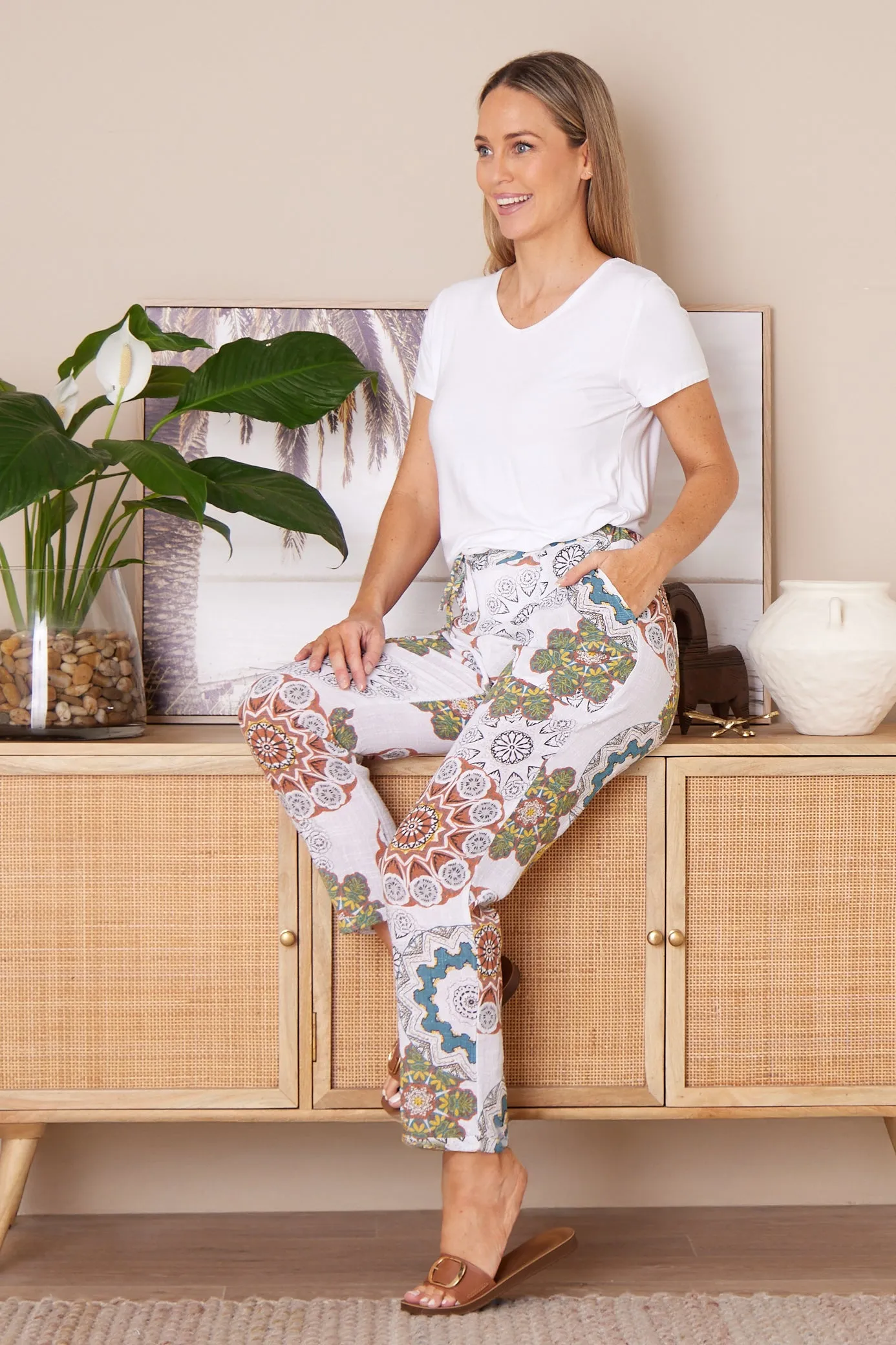 Mojave Linen Pants - Desert Blooms