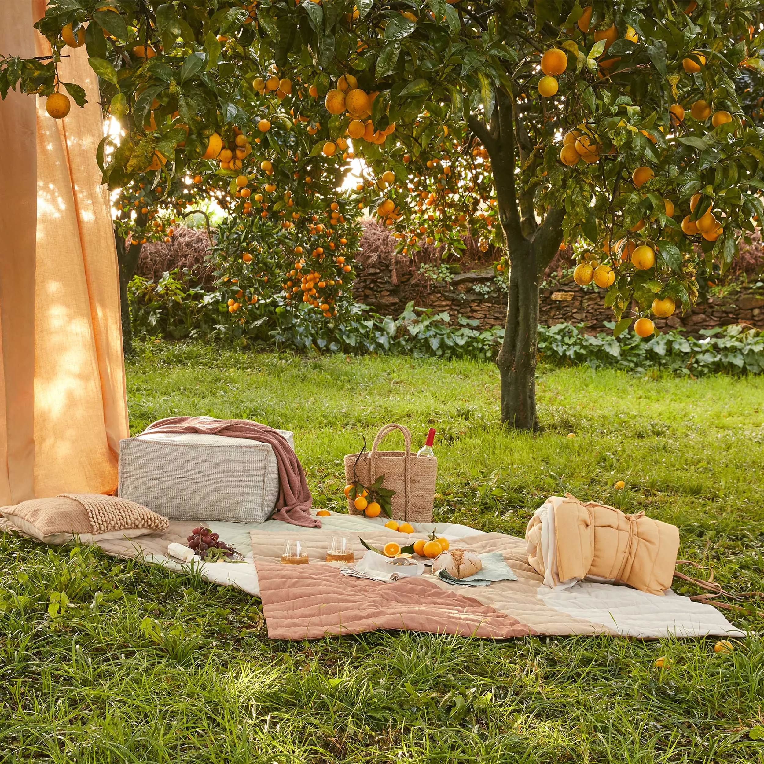 Nandara Picnic Blanket [Sand & Terracotta & Natural white]