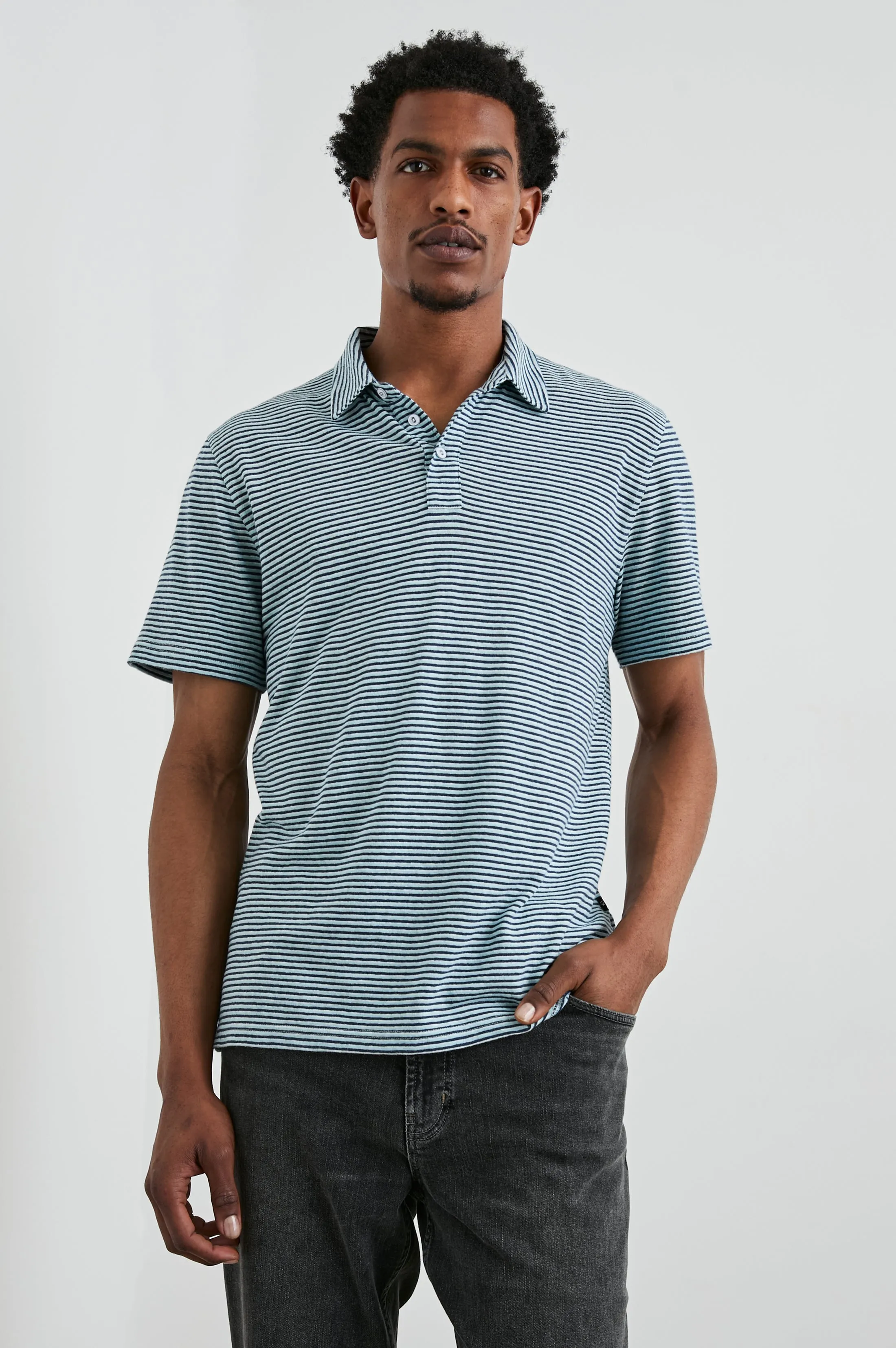 NAPOLI POLO SHIRT - CERULEAN SKY STRIPE