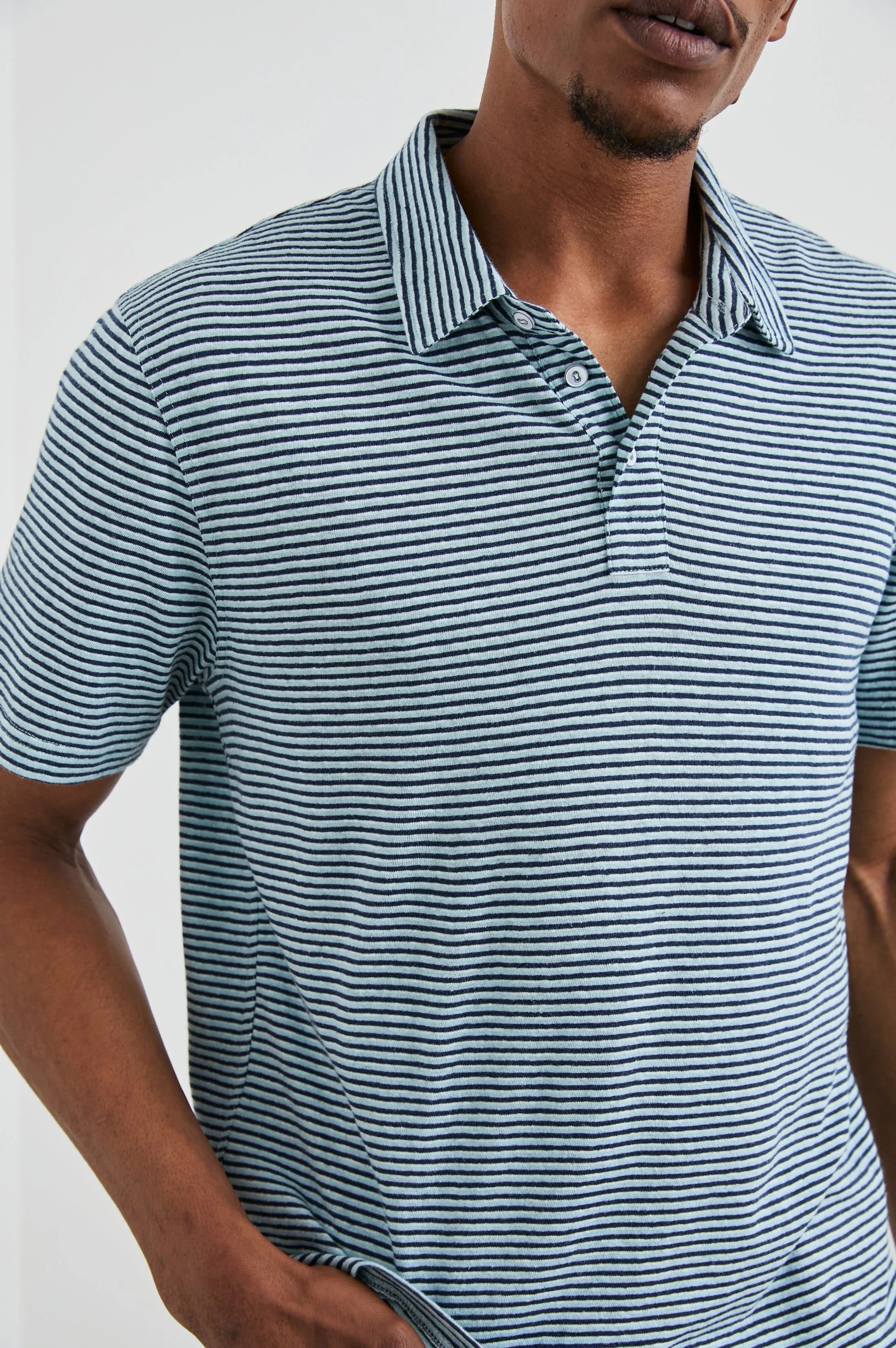 NAPOLI POLO SHIRT - CERULEAN SKY STRIPE