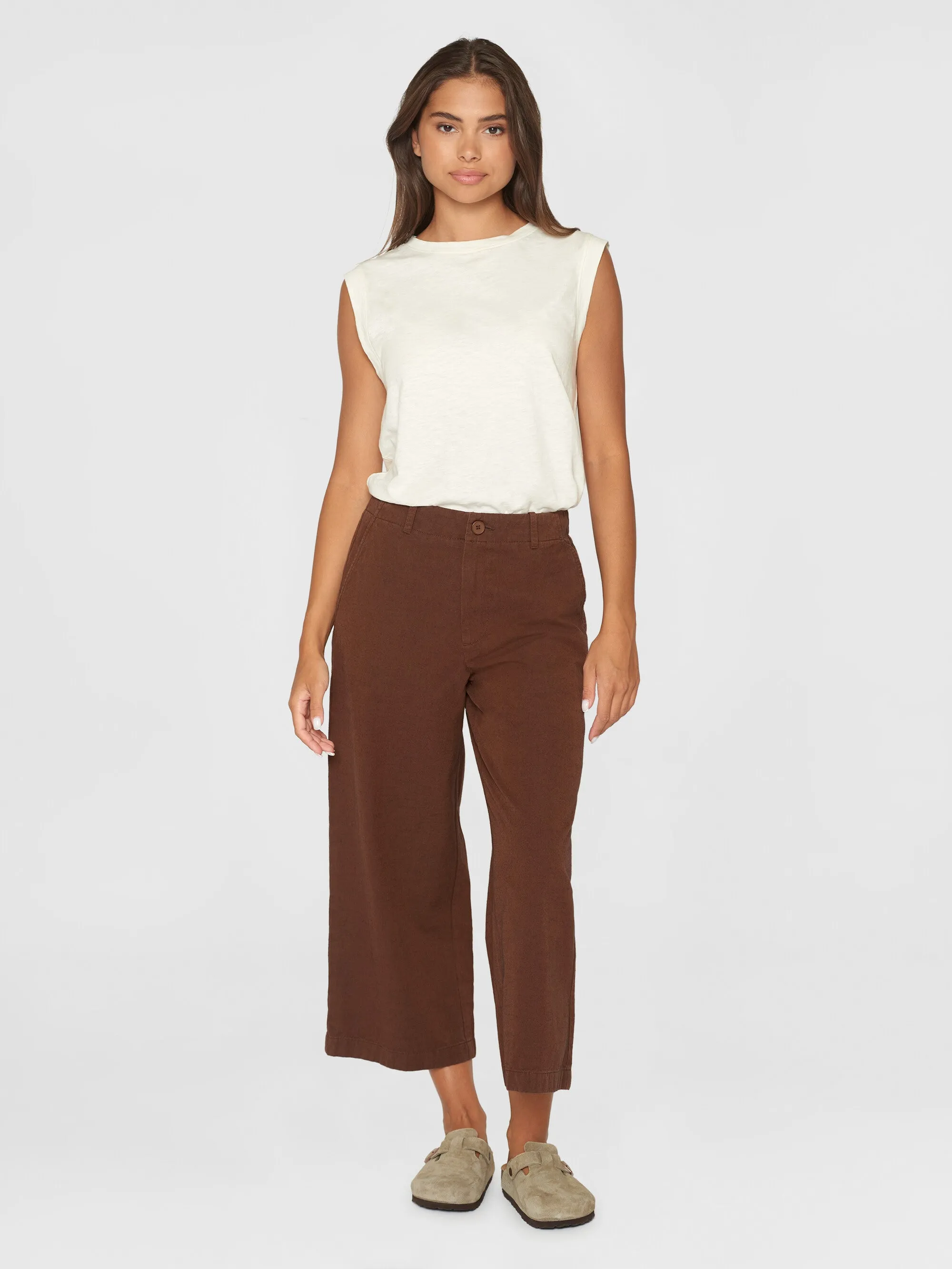 POSEY mid-rise wide slub yarn cropped pants - GOTS/Vegan - Tiramisu