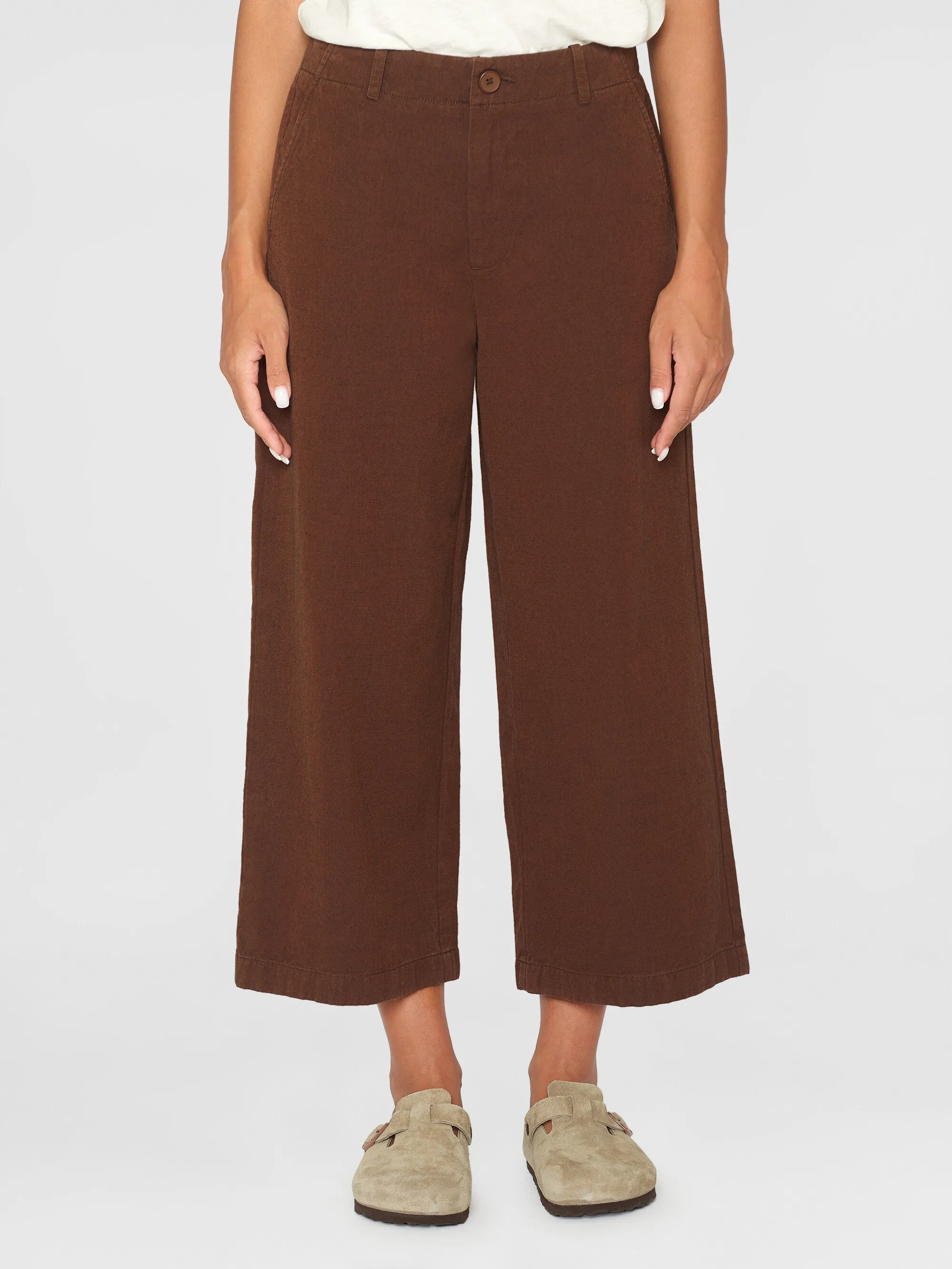 POSEY mid-rise wide slub yarn cropped pants - GOTS/Vegan - Tiramisu