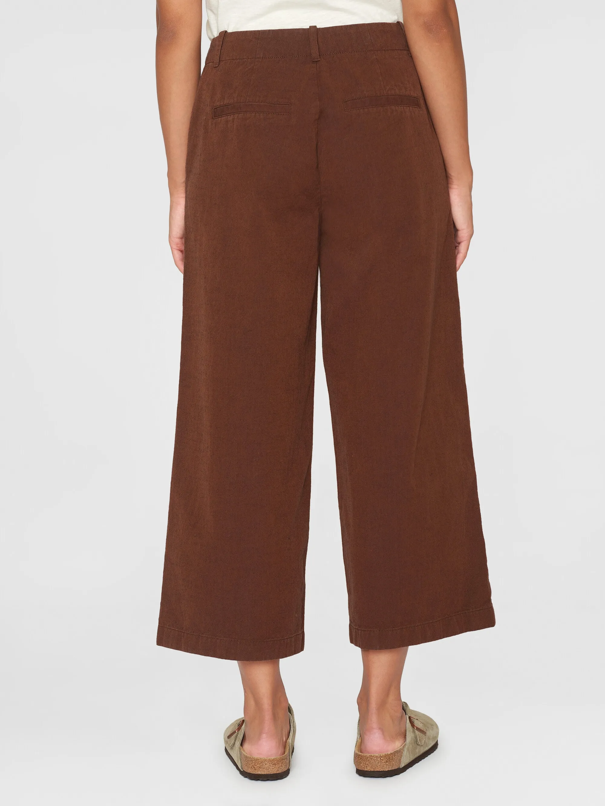 POSEY mid-rise wide slub yarn cropped pants - GOTS/Vegan - Tiramisu