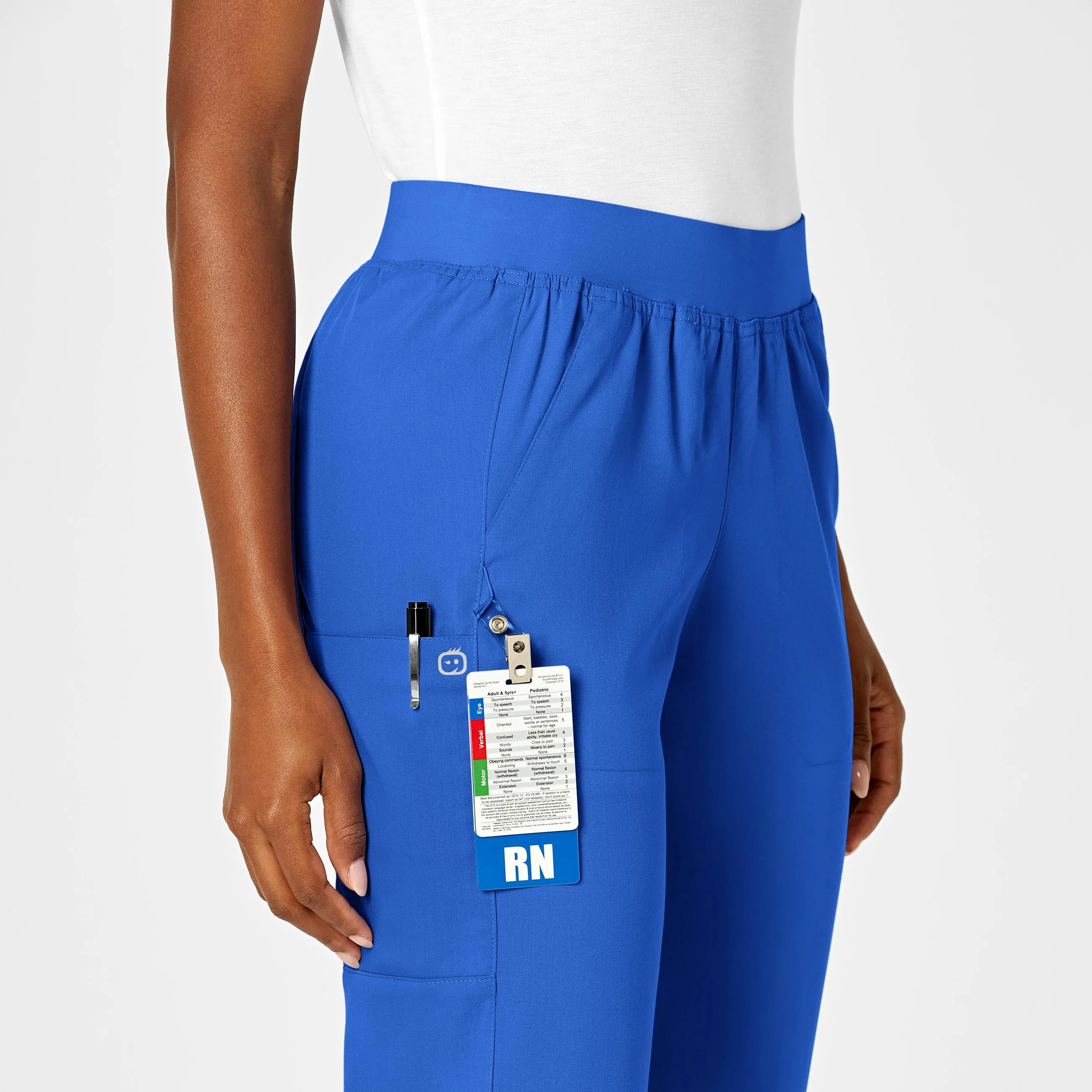 PRO Women's Knit Waist Cargo Scrub Pant - Royal