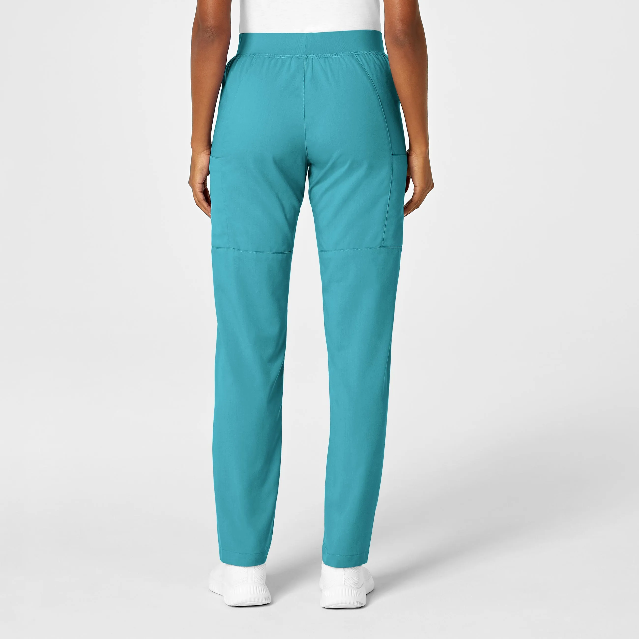 PRO Women's Knit Waist Cargo Scrub Pant - Teal Blue