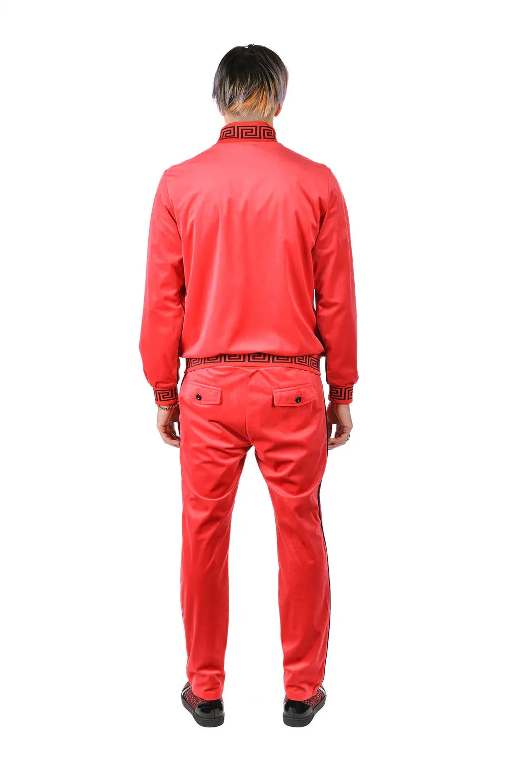 Red Men's Jogging Set Pants and Reversible Jacket Tracksuit Style No: JJ900