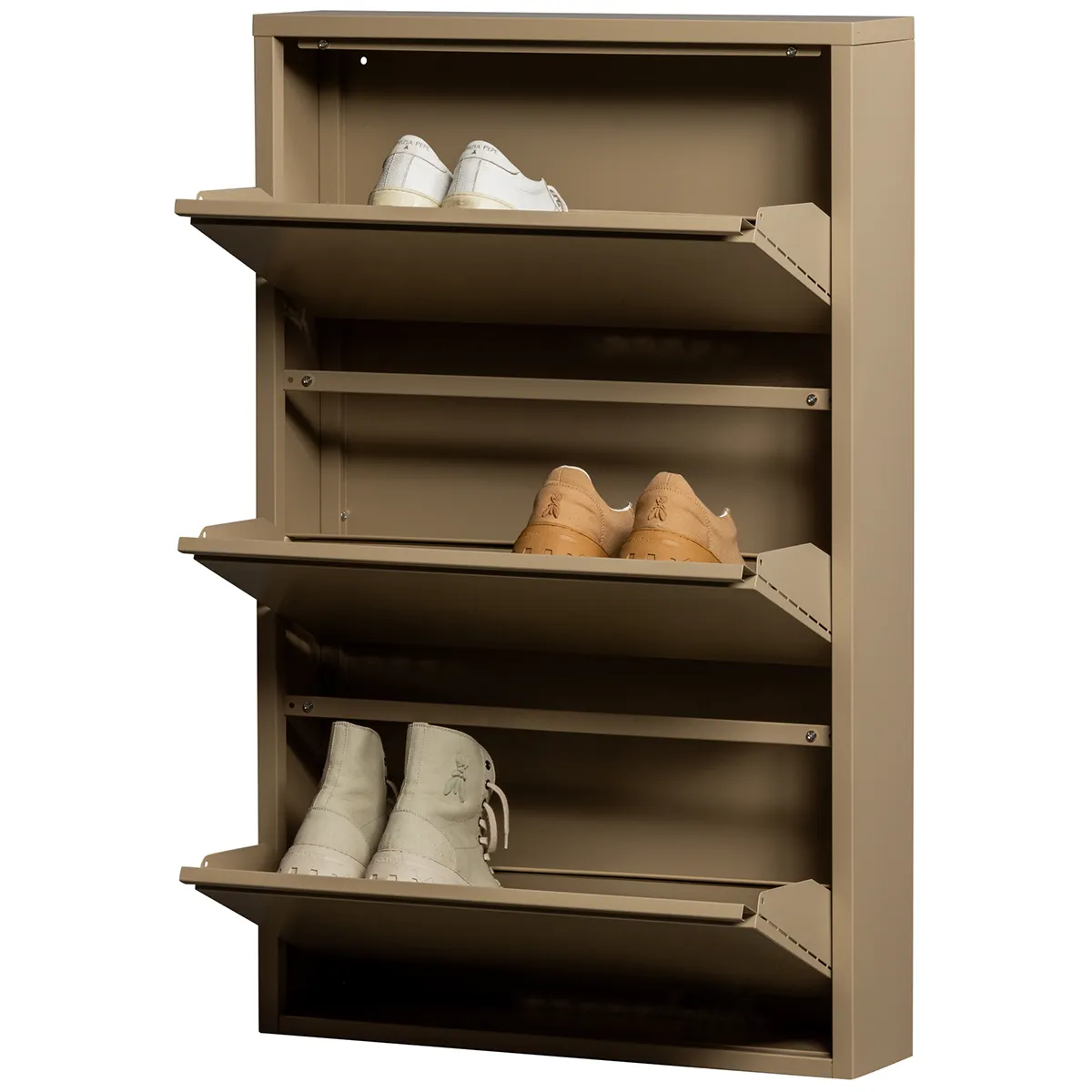 Sabine Metal 3 Compartment Shoe Cabinet