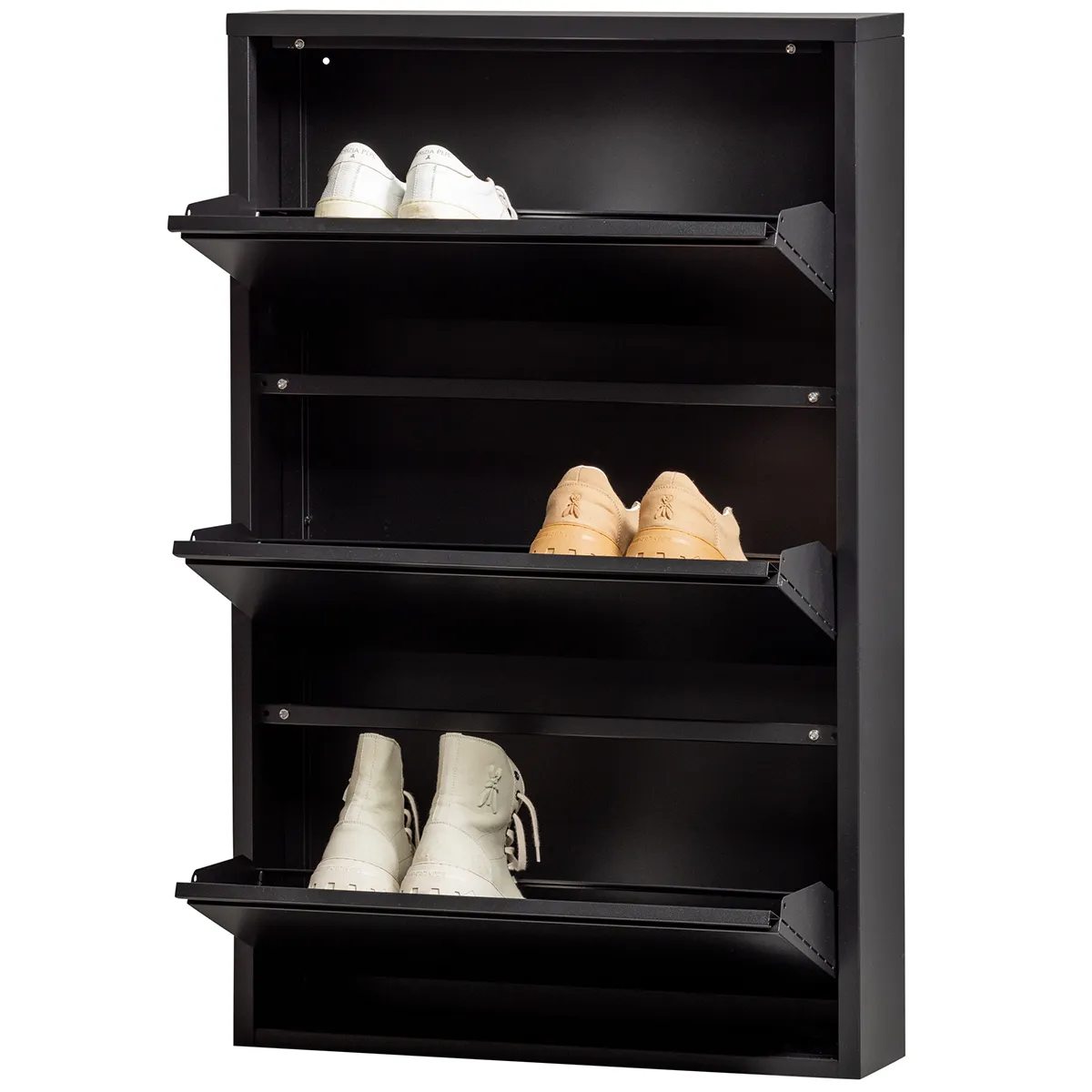 Sabine Metal 3 Compartment Shoe Cabinet