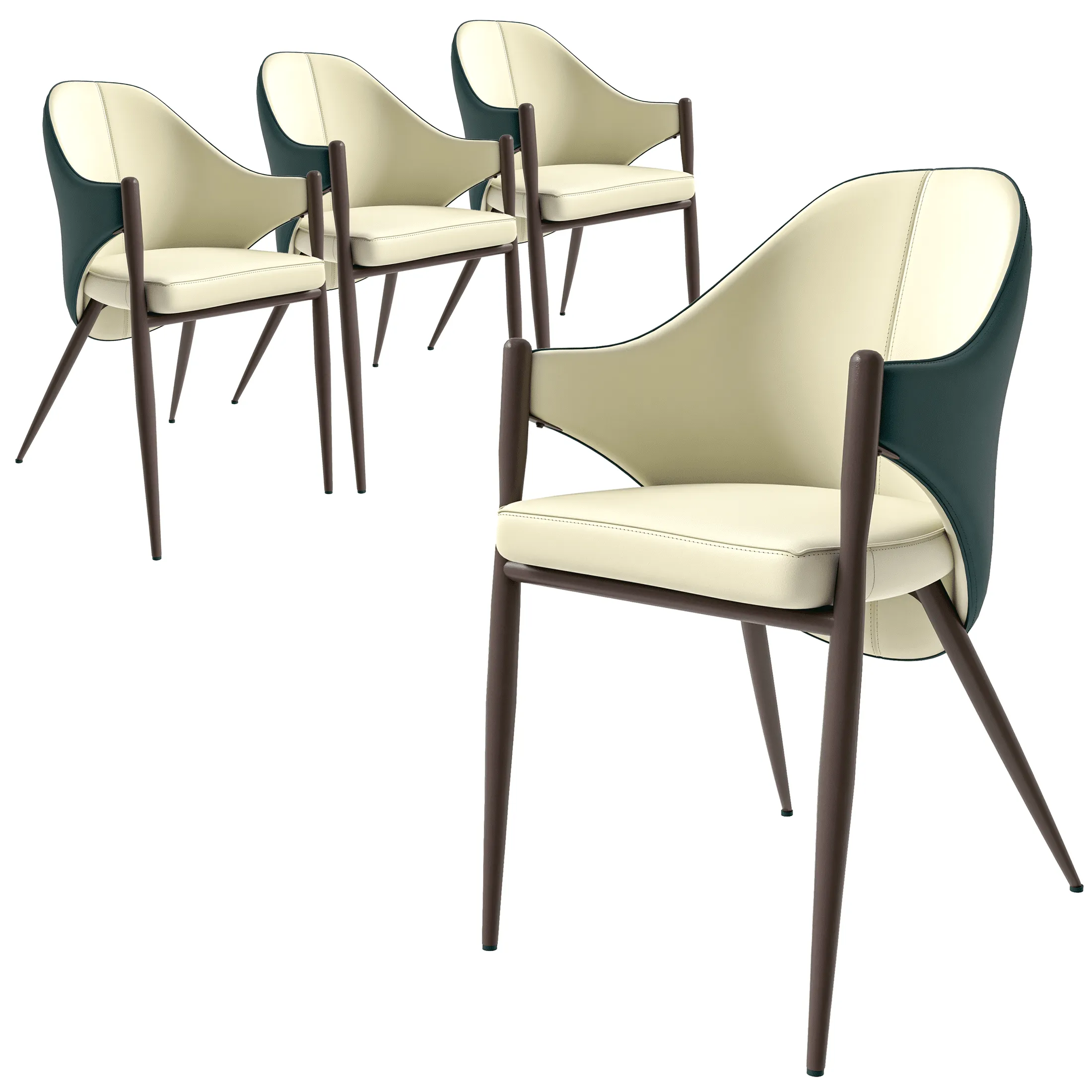 Sante Upholstered PU Leather Dining Chair with Iron Legs Set of 4