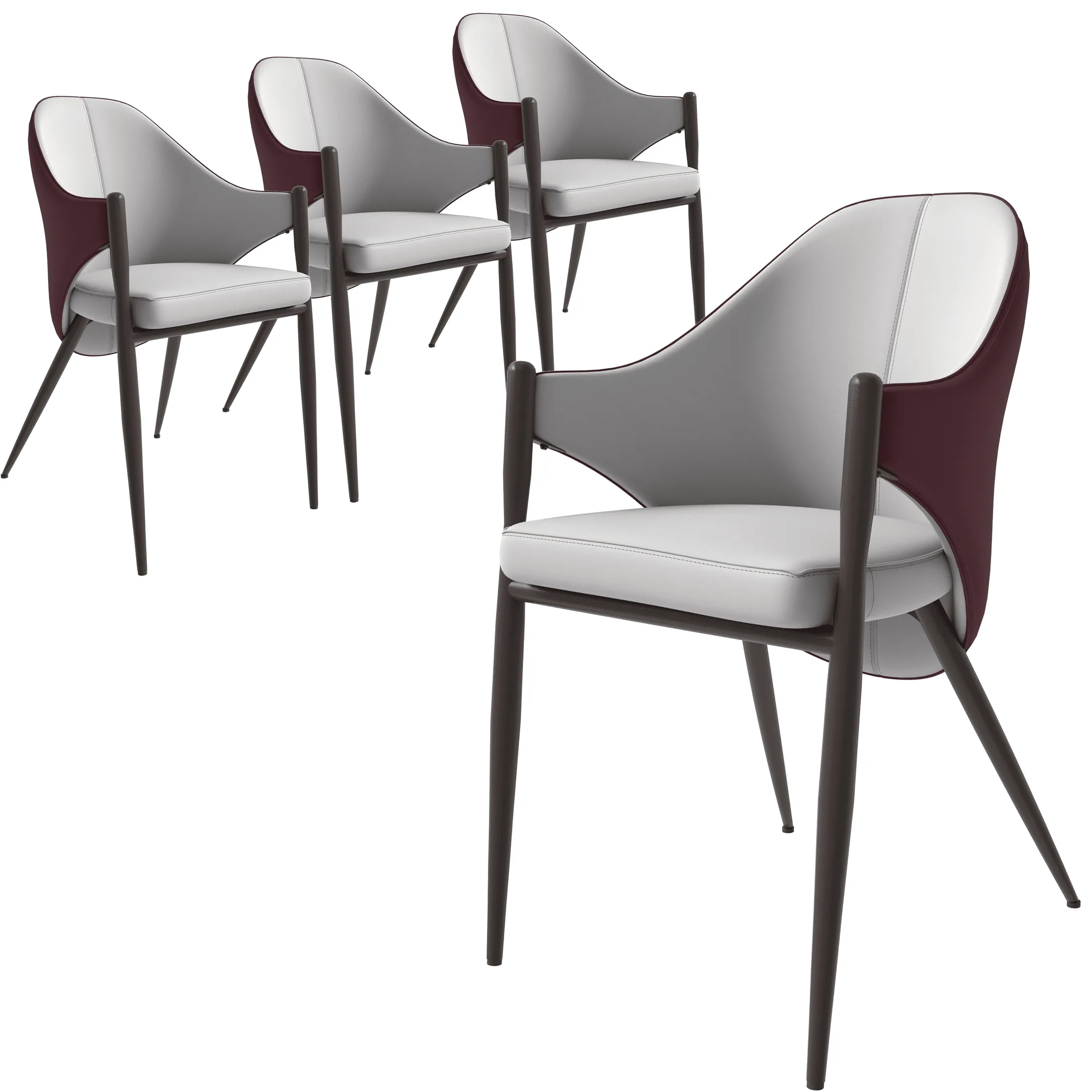 Sante Upholstered PU Leather Dining Chair with Iron Legs Set of 4