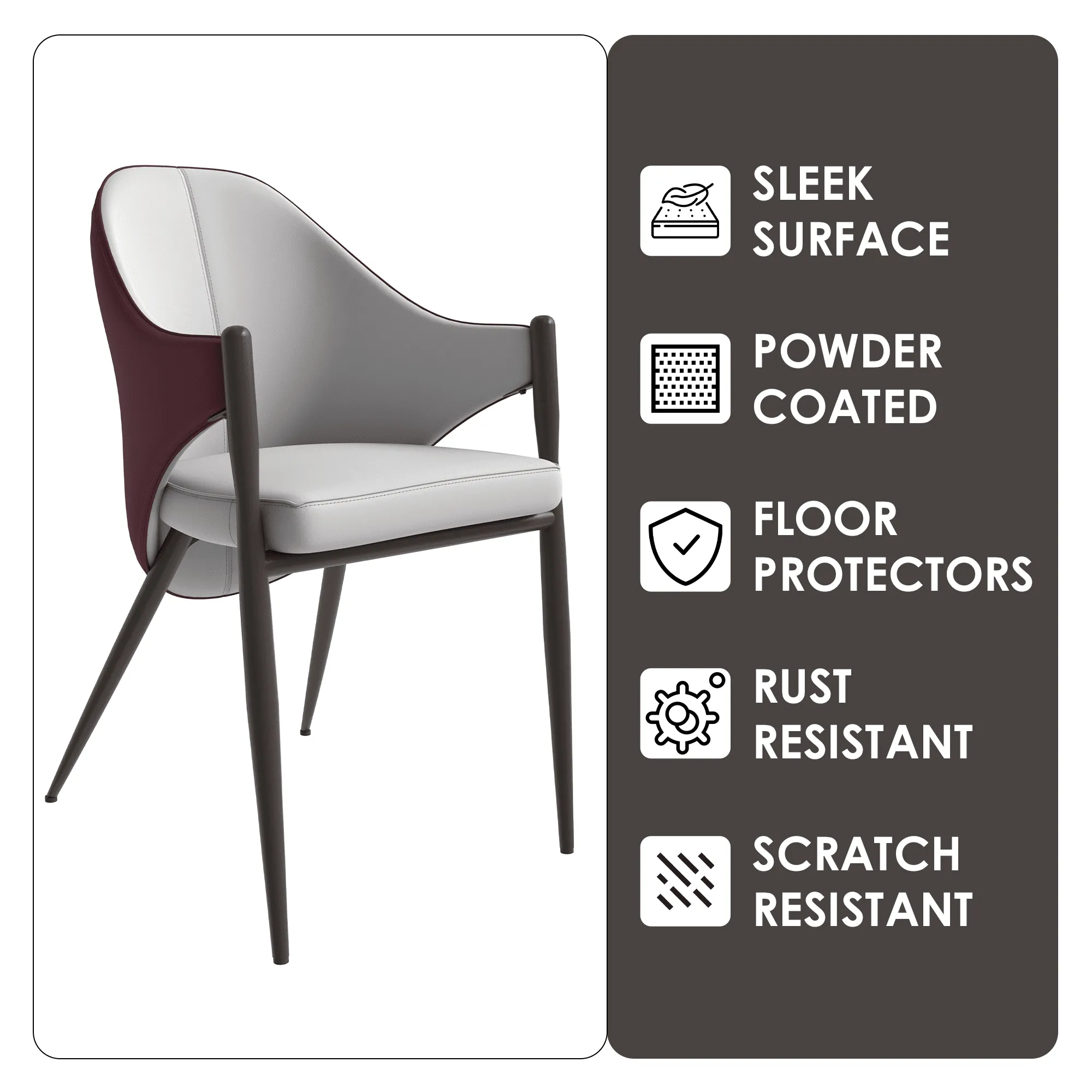 Sante Upholstered PU Leather Dining Chair with Iron Legs Set of 4