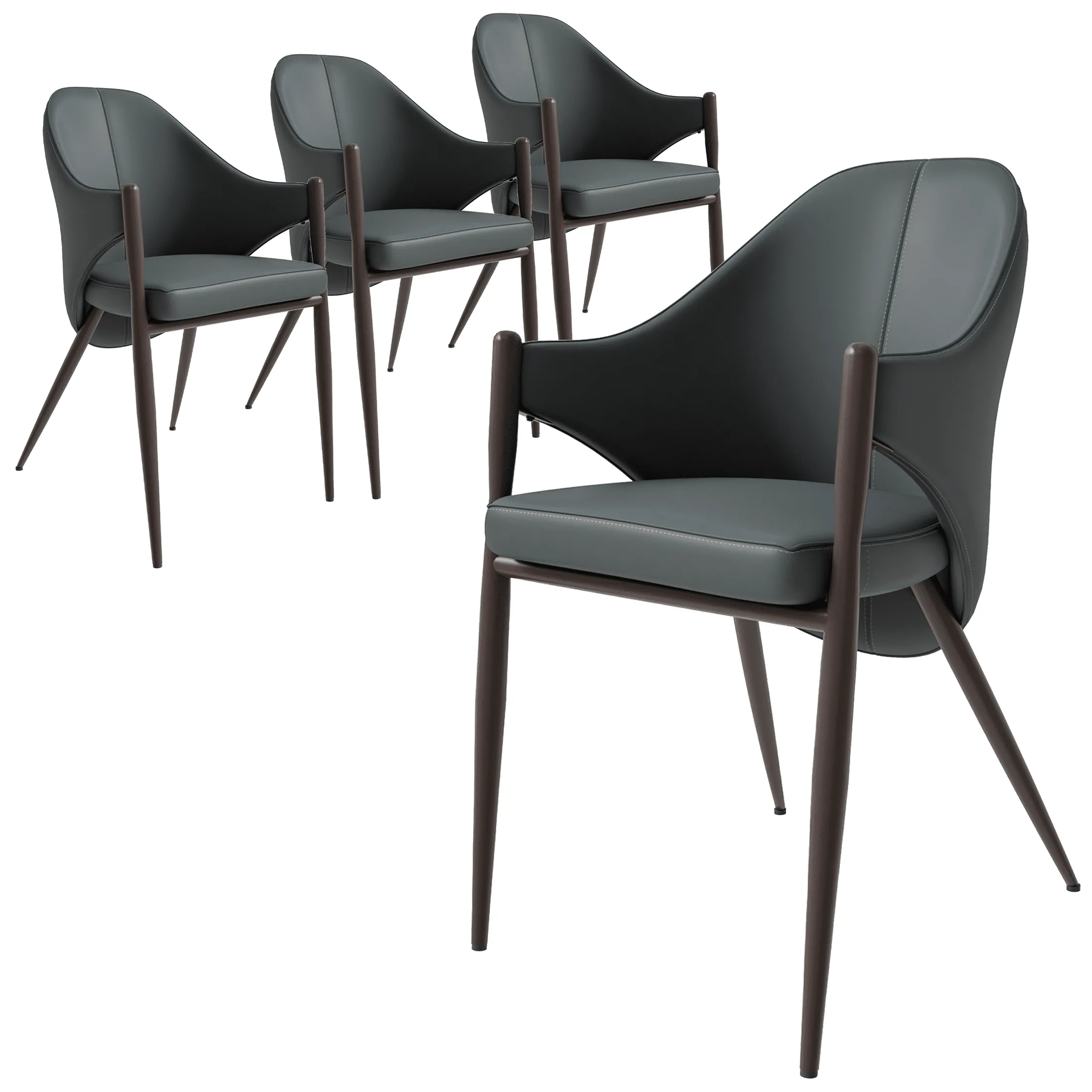 Sante Upholstered PU Leather Dining Chair with Iron Legs Set of 4