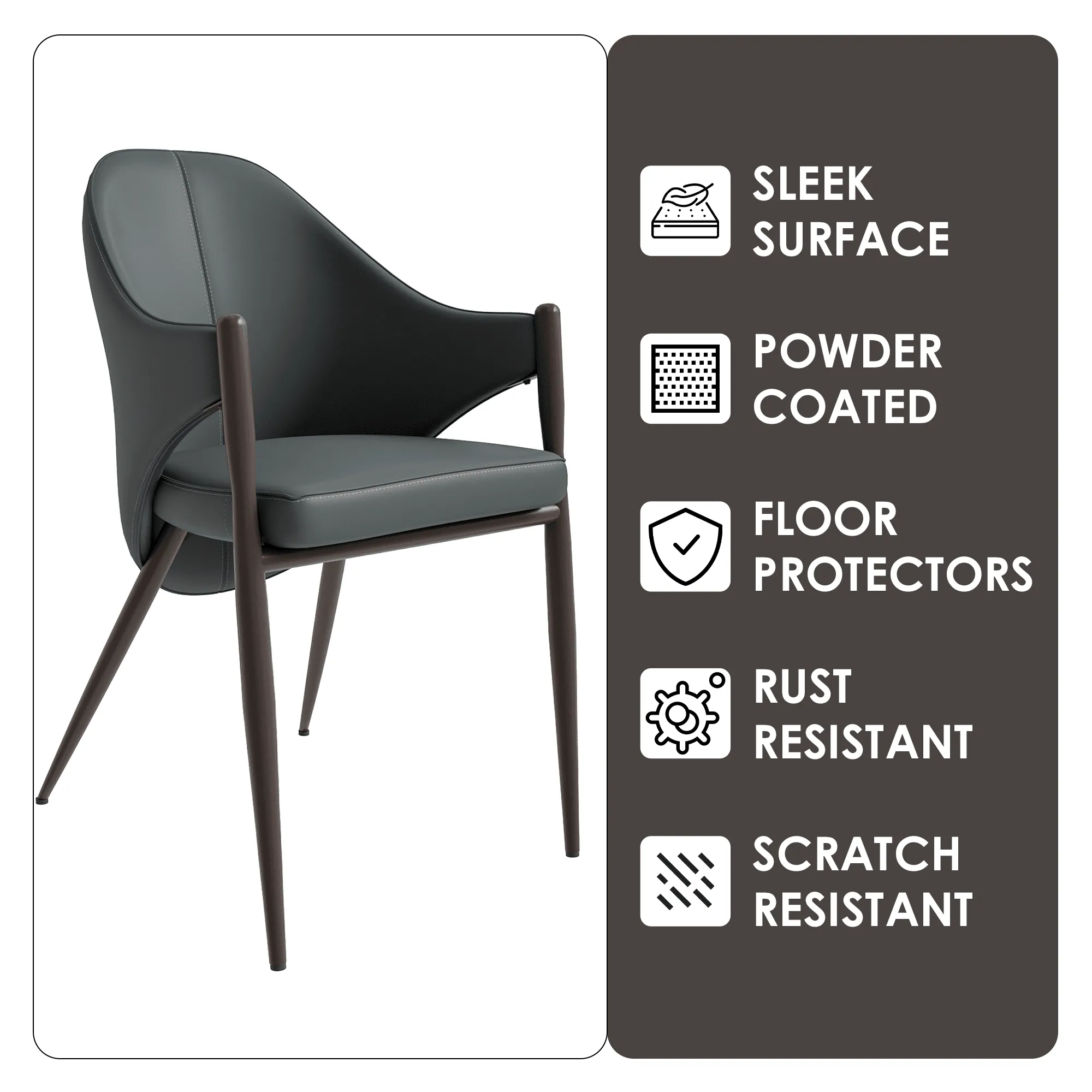 Sante Upholstered PU Leather Dining Chair with Iron Legs Set of 4