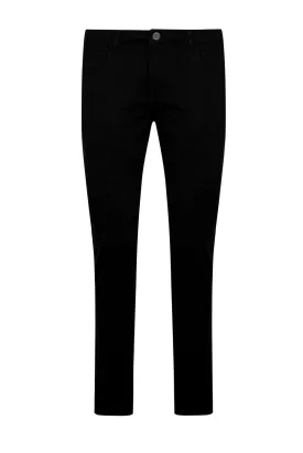 Slim Fit Cotton Low Waist Black Casual Pants