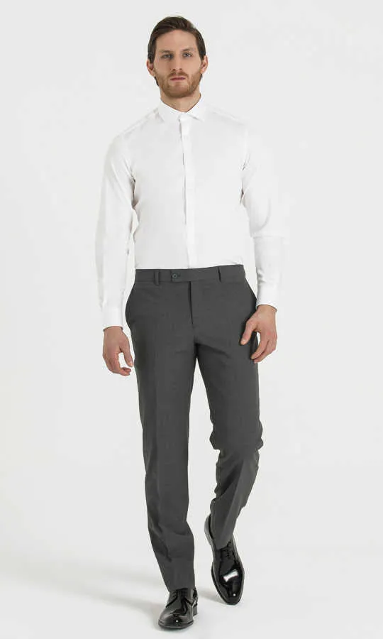 Slim Fit Gray Side Pocket Wool Dress Pants