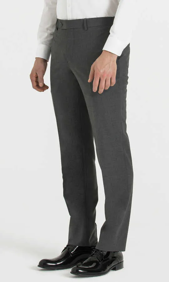 Slim Fit Gray Side Pocket Wool Dress Pants