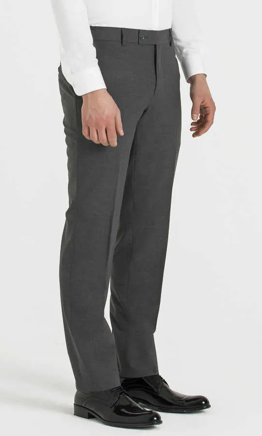 Slim Fit Gray Side Pocket Wool Dress Pants