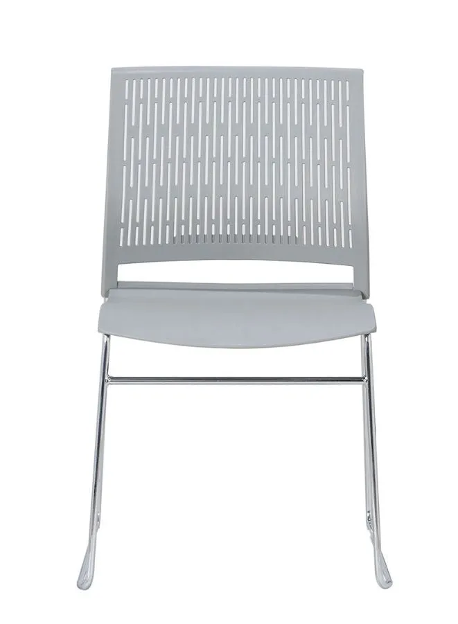 Stackable Conference Chair with PP Glass Fiber Back and Seat - Chrome Metal Legs