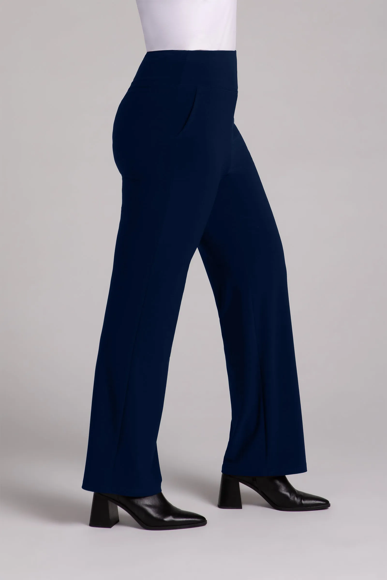 Straight Leg Pant with Yoke | Navy