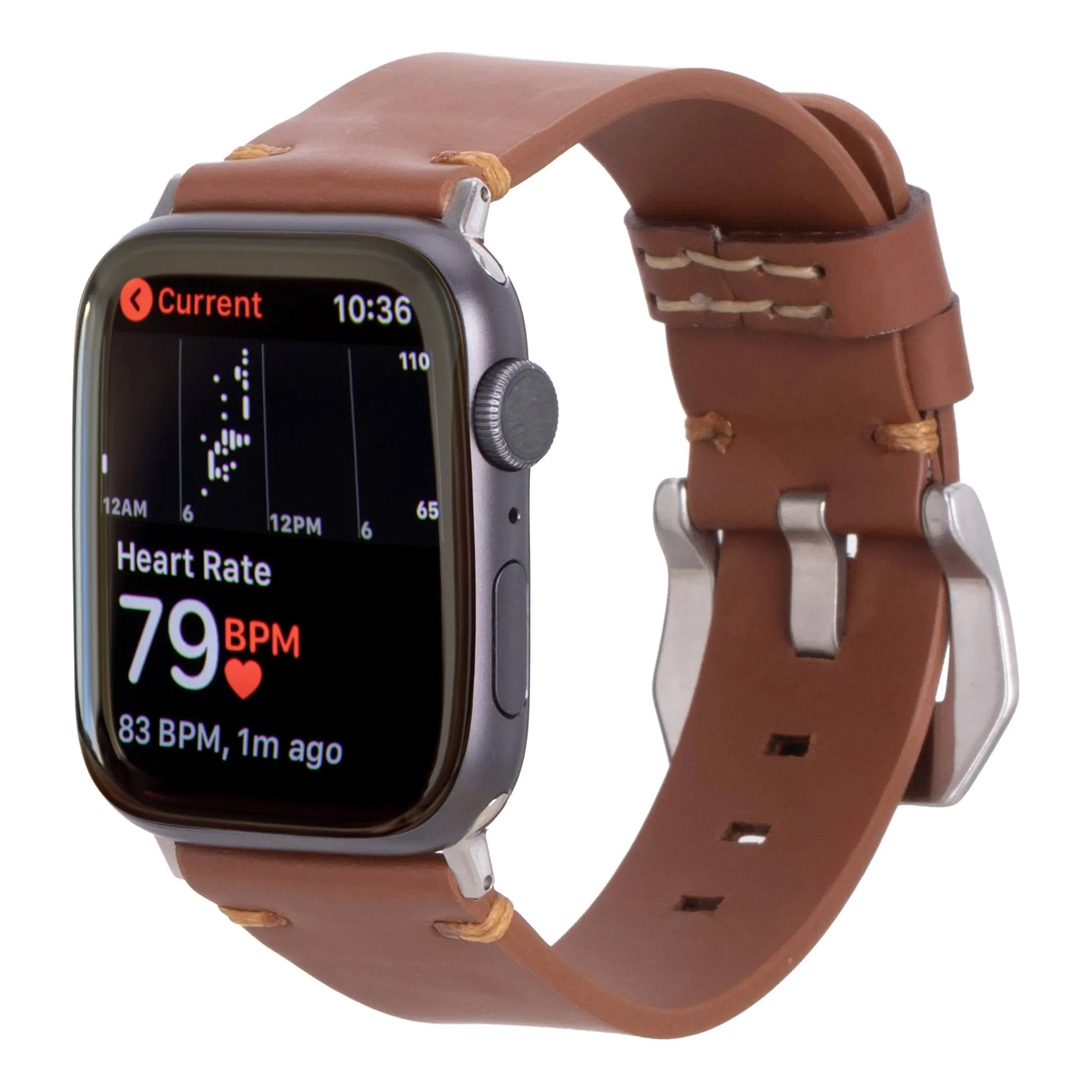 Sutton Modern Band for Apple Watch 44mm / 45mm, Brown, Silver Hardware