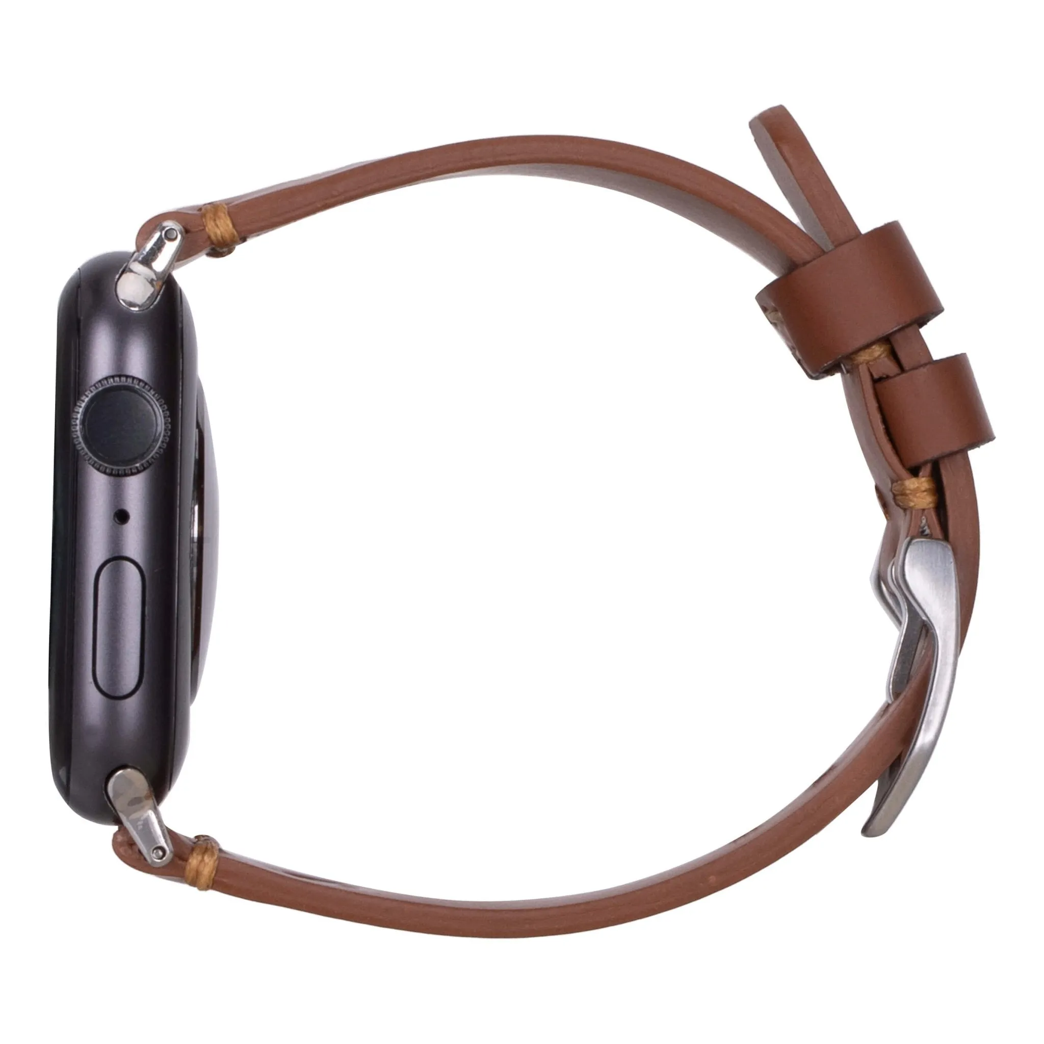 Sutton Modern Band for Apple Watch 44mm / 45mm, Brown, Silver Hardware