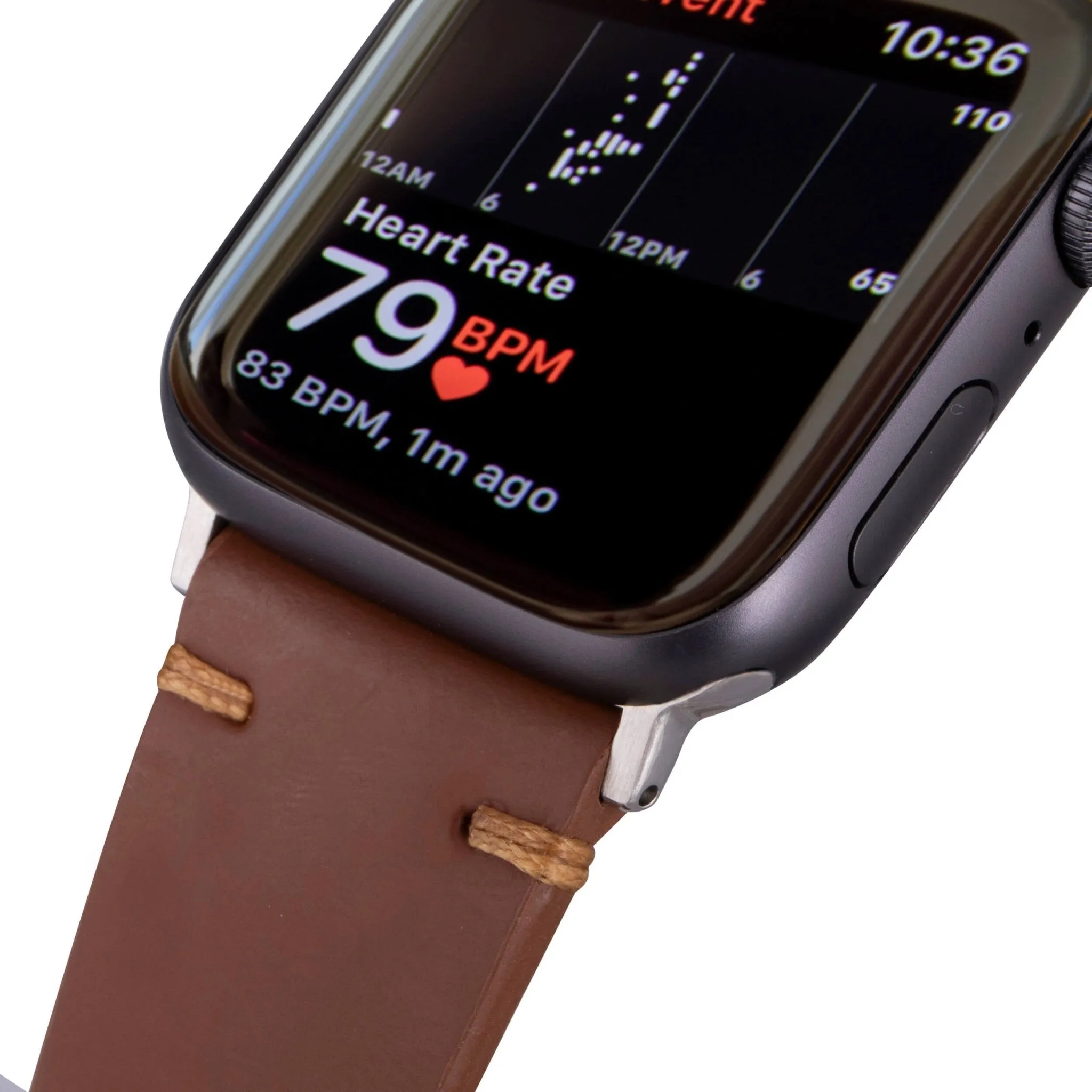 Sutton Modern Band for Apple Watch 44mm / 45mm, Brown, Silver Hardware