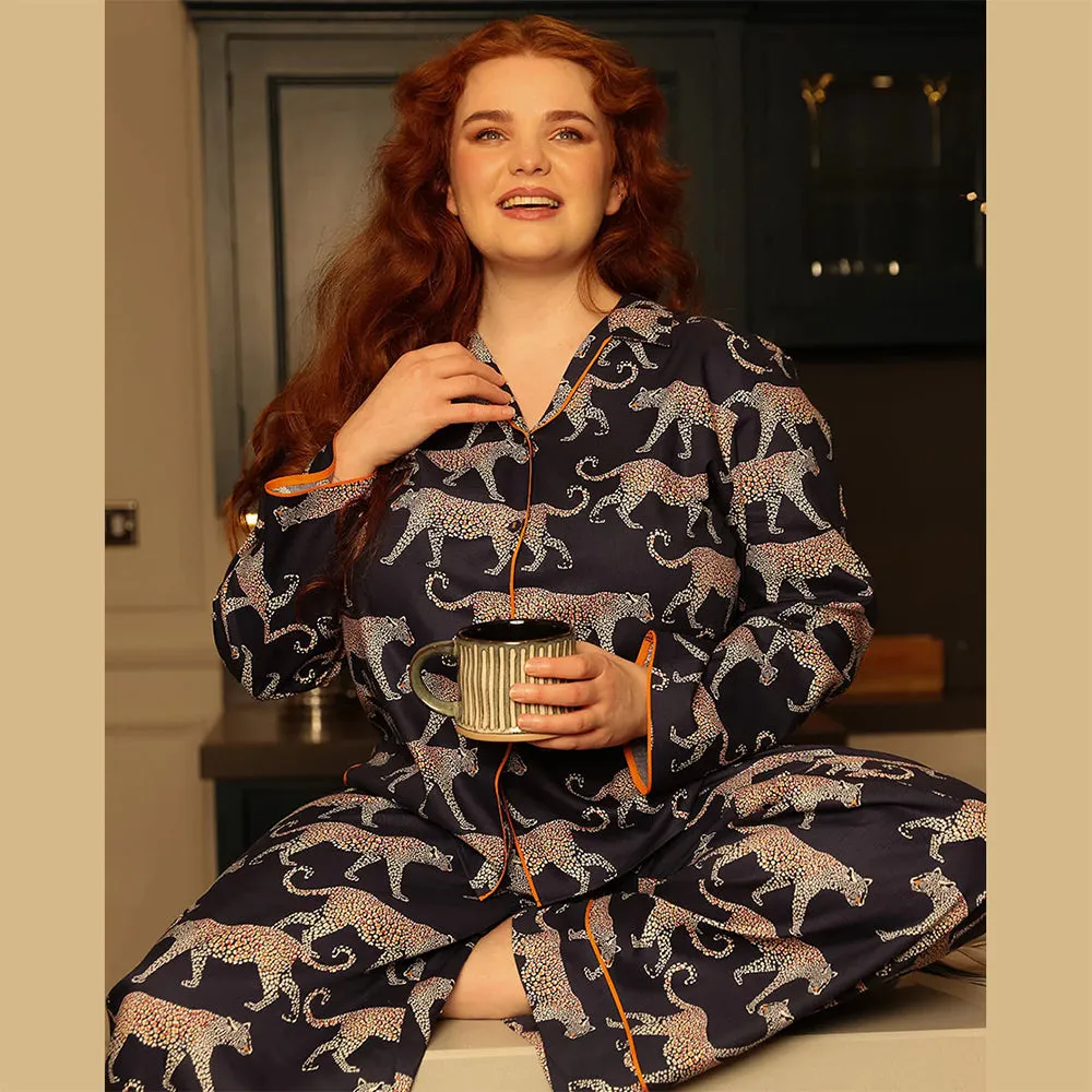 Taylor Navy Leopard Print Pyjama Bottom