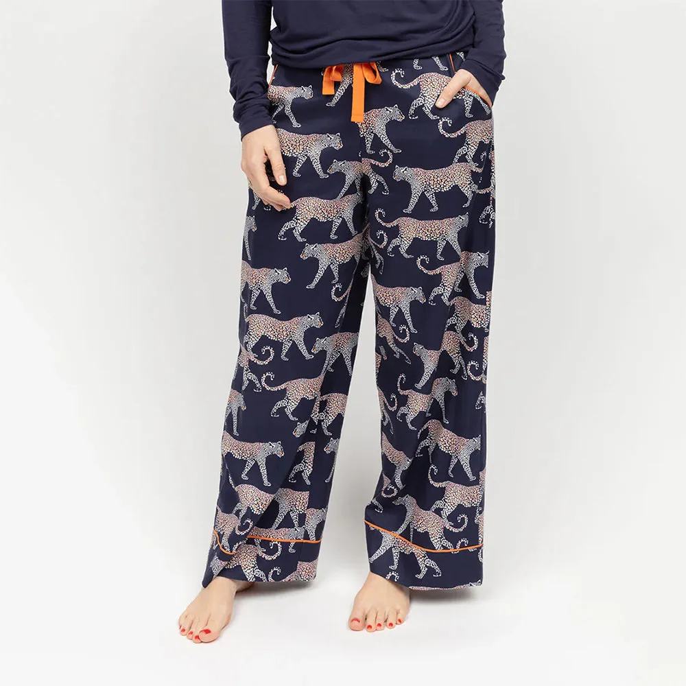 Taylor Navy Leopard Print Pyjama Bottom