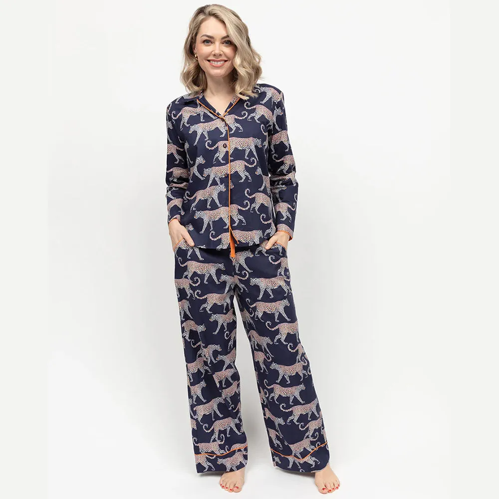 Taylor Navy Leopard Print Pyjama Bottom