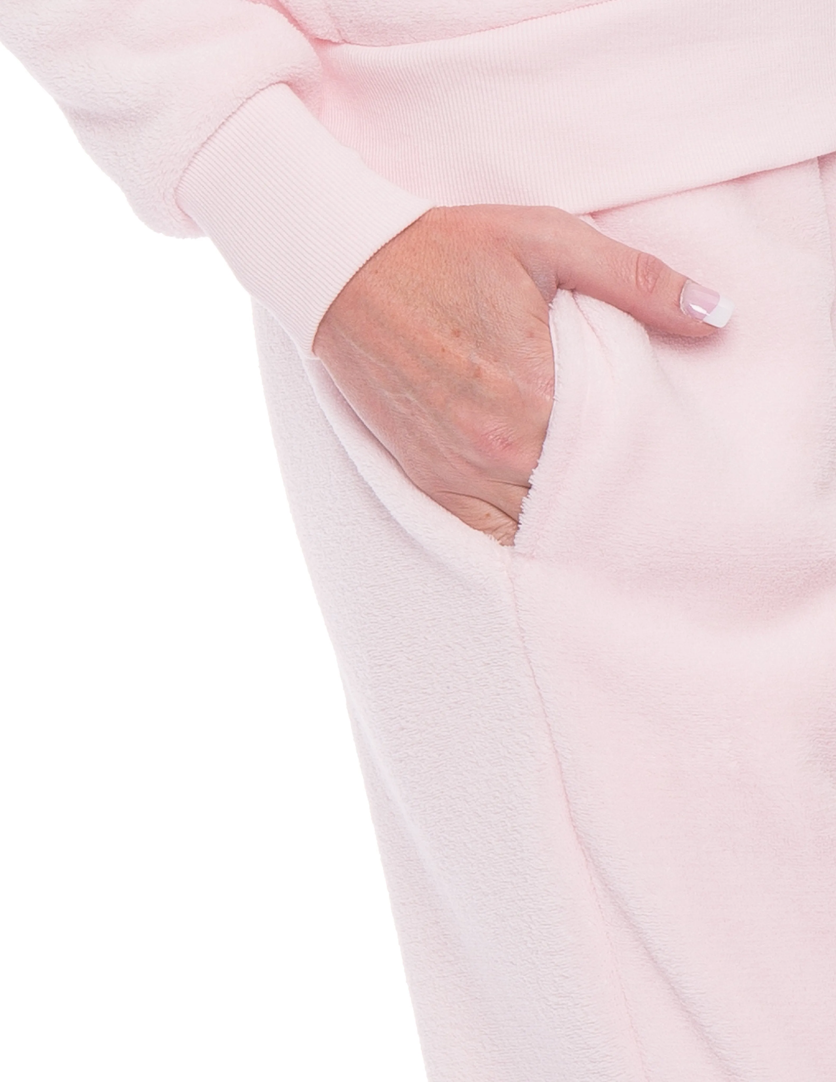 Womens Coral Fleece Lounge Set - Light Pink