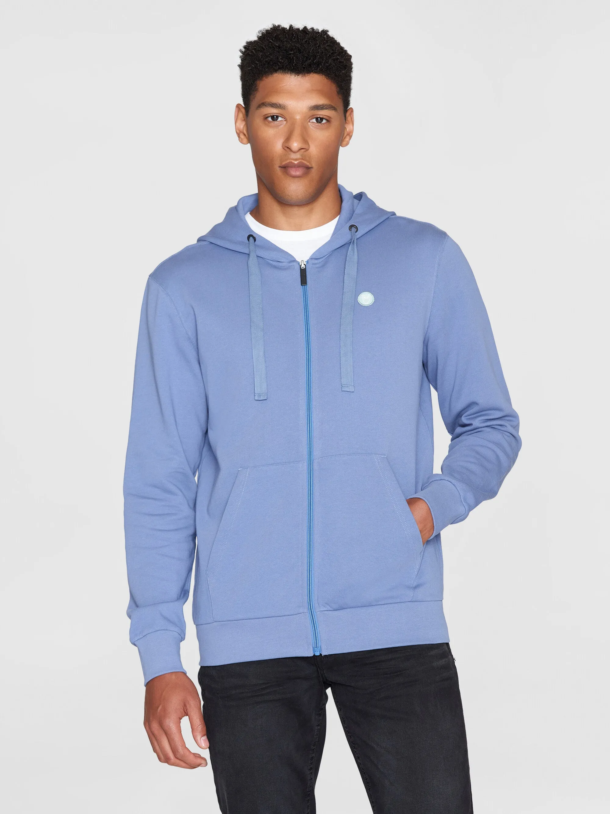 Zip hood kangaroo badge sweat - Moonlight Blue