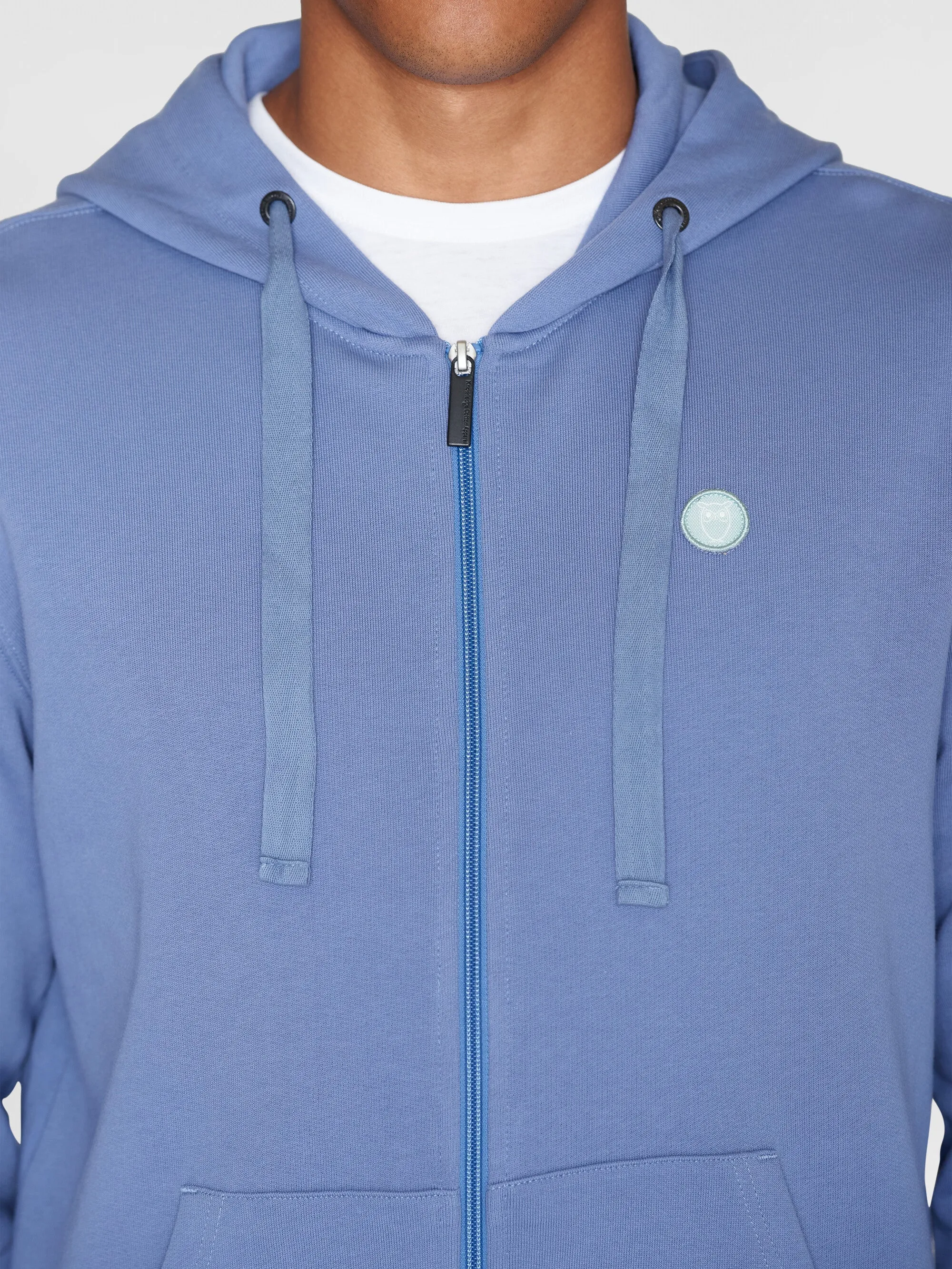 Zip hood kangaroo badge sweat - Moonlight Blue